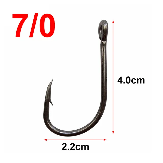 Hyaena 200pcs 9260 Black High Carbon Steel Fishing Hooks 2/0 3/0 4/0 5/0 6/0 7/0 8/0 Offset Faultless O'shaughnessy Fishhooks 7 0