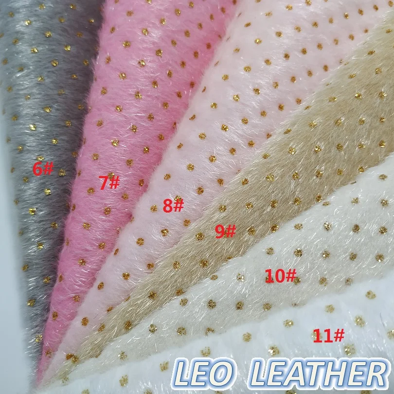 1PCS 21X29CM Immitation cow leather Fabric With Gold Dots For DIY Accessories 9S83A