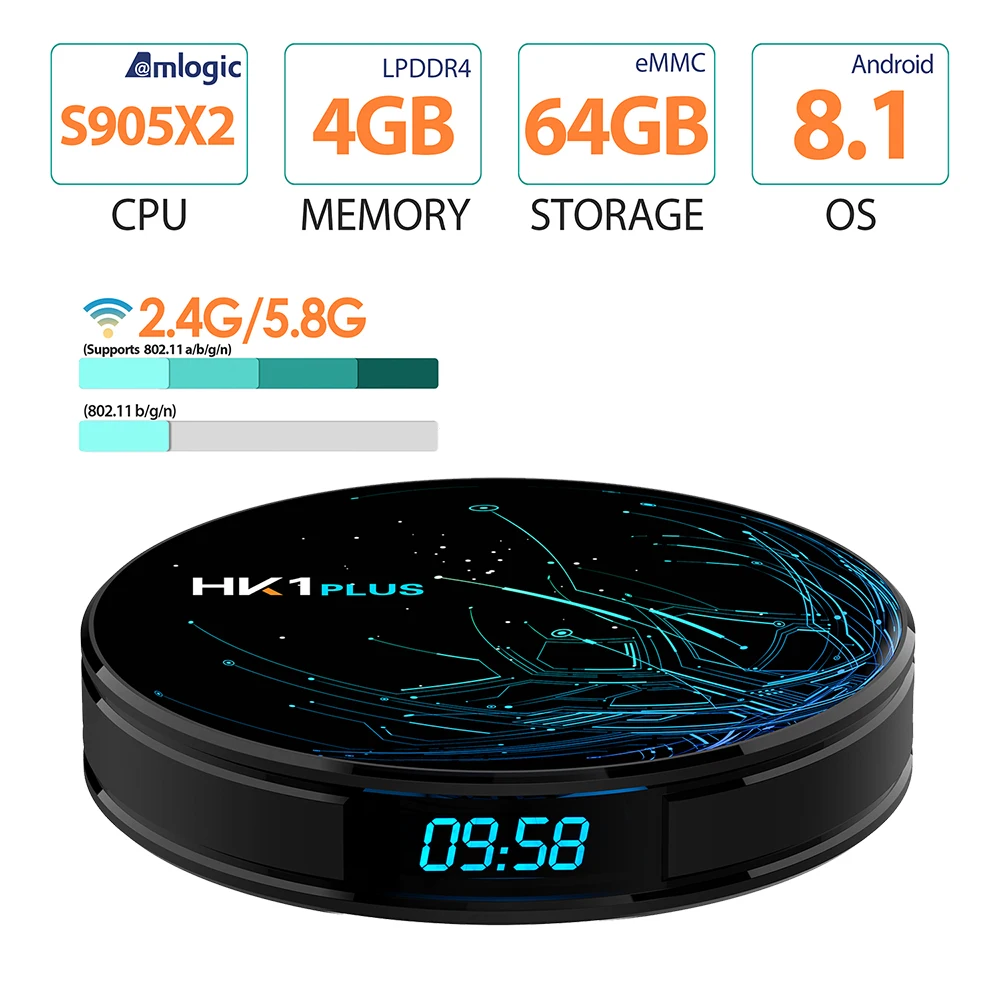 

HK1 PLUS 4GB RAM 32GB 64GB ROM Smart Android 9.0 TV Box Amlogic S905X2 2.4G 5G WiFi Bluetooth H.265 4K HD 2GB 16GB Media Player