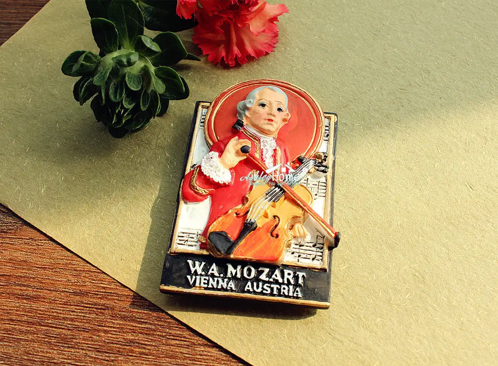 Туристический сувенир W.A Mozart Vienna Австрия 3D магнит на холодильник из смолы идея