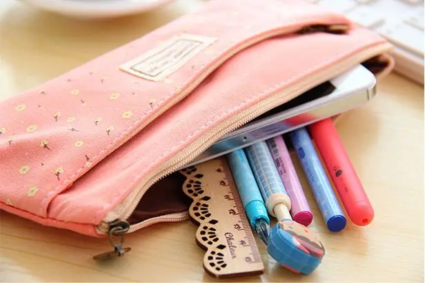 Женская сумка футляр для карандашей с цветами и садом|double zipper pencil case|zipper casepencil case |