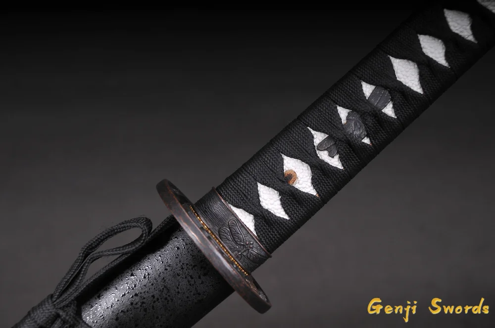 Handmade Full Tang Japanese Katana T10 Steel Real Samurai Sword Sharp Edge Dragonfly Tsuba Iron Fitting