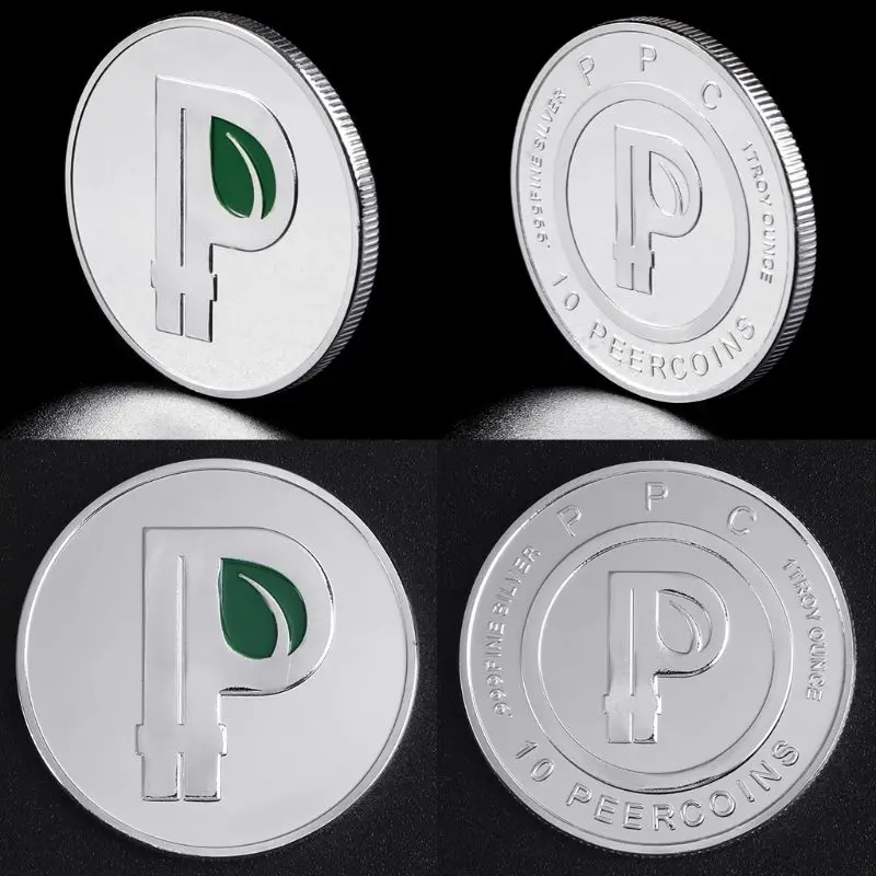 P Письмо Монета зеленые листья BTC надпись специальная Биткоин памятная