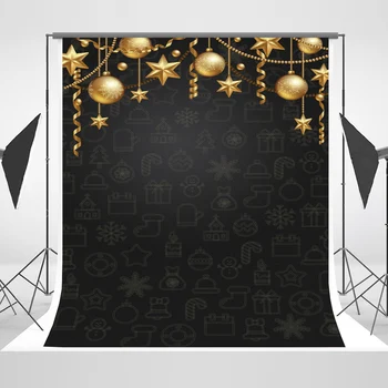 

Happy Merry Christmas Party Background Gold Ball Stars Ribbon Celebration Decoration Backdrop Photo Studio Photocall Background