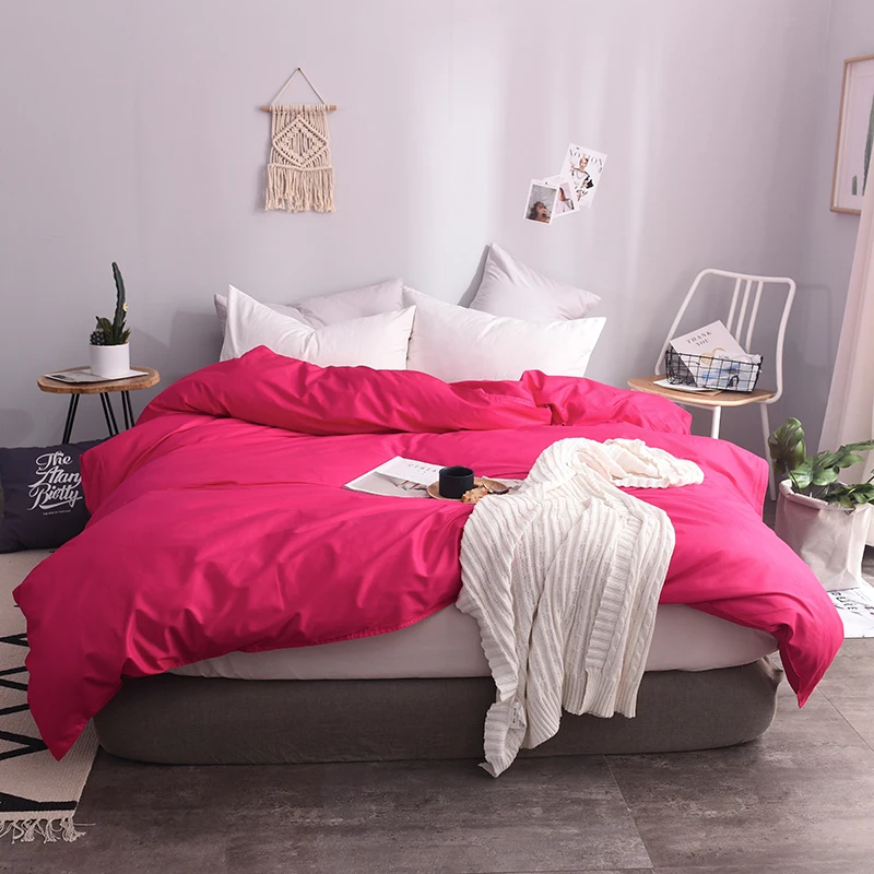 

Modern Style Rose Red Solid Color Romantic 100% Cotton 1Pcs Duvet Cover 220x240cm Size Quilt Case Duvet Covers Super King Size
