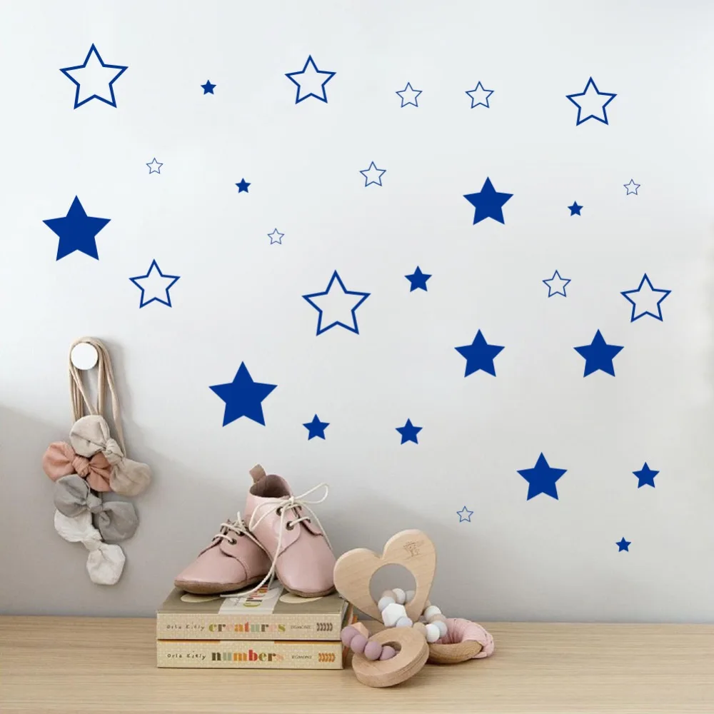 

Custom Color Stars Wall Sticker DIY Baby Nursery Bedroom Home Decoration Removable Vinyl Mural Wallpaper For Kids Rooms
