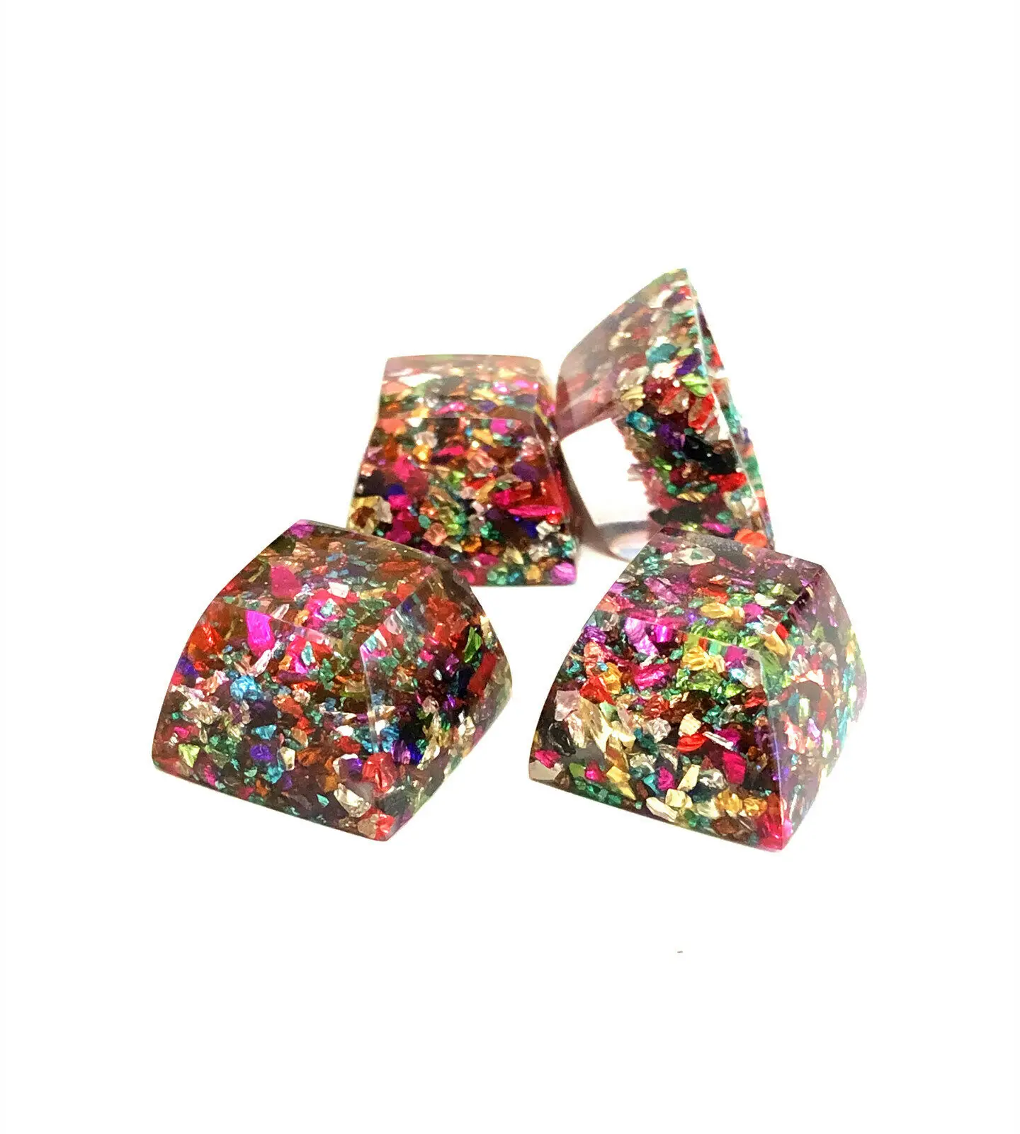 Handmade DSA Shinning Gem Resin Sequined Keycap OEM Profile for Cherry MX RGB Switch Gaming Mechanical Keyboards