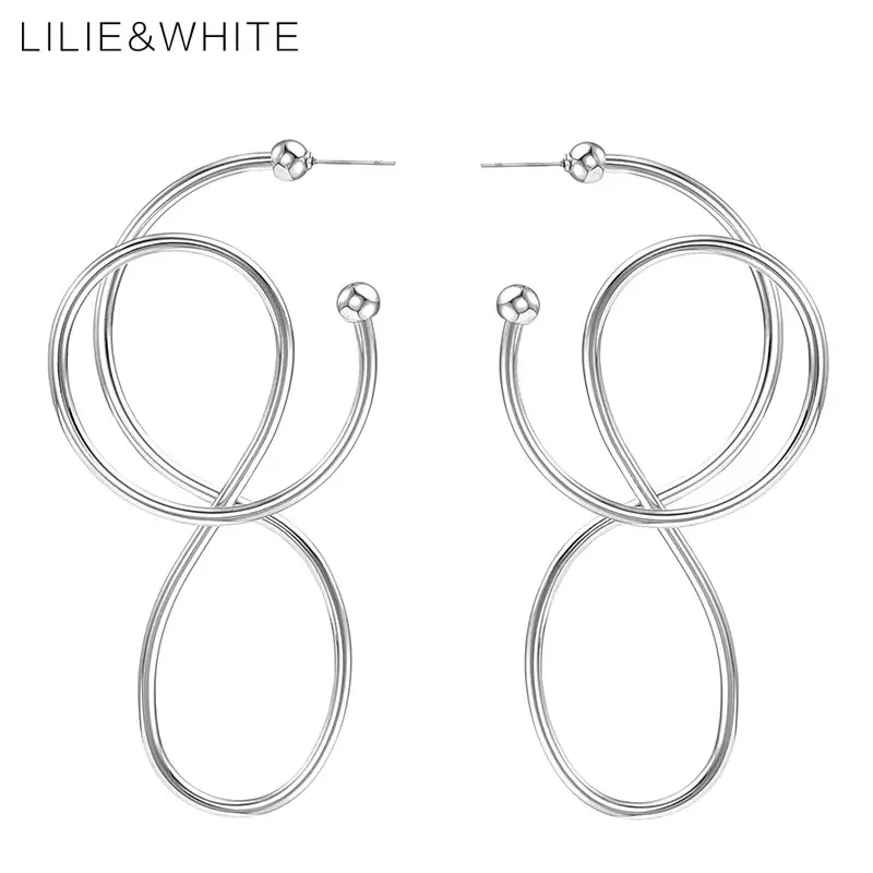 LILIE&ampWHITE Twisted Geometric 8 Big Stud Earrings For Woman Metal Hanging 2018 Jewelry Accessories Drop Shipping HC | Украшения и