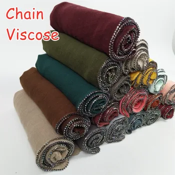 

K12 viscose chain hijab long shawl women soft material scarf scarves thick lady wrap 180*90cm 10pcs/lot can choose col