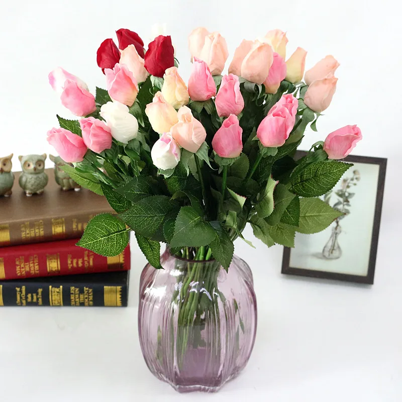Flone Real Touch Artificial Rose Flowers Simulation Flower Latex Flower Branch Bouquet Wedding Home Party Table Decor Floral (4)