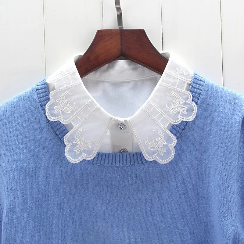 Kraagjes Embroidery Detachable Collars Womens Col Korean Sweet Fake