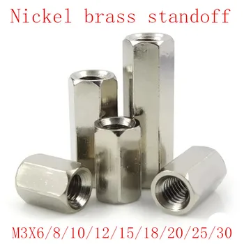 

20Pcs/lot nickel plated brass hex standoff M3*6/8/10/12/15/18/20/25/30 female to female nickel brass spacer