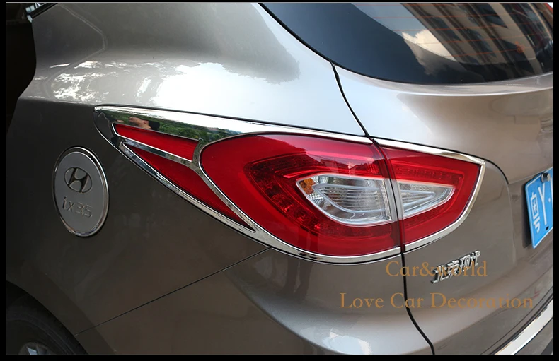 Для Hyundai ix35 2013 Chrome спереди и сзади Фары для автомобиля задние фонари Крышка лампы отделки Рамки ободок гарнир автомобиля Средства для укладки волос