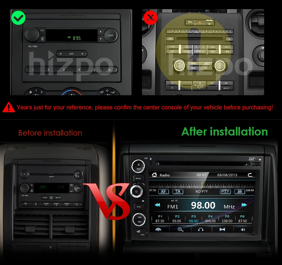 Perfect for Ford F150 F-150 F250 F-250 F350 F-350 F450 F-450 F550 F-550 In Dash GPS Navigation Double 2 Din Head Unit DVD Car Player CAM 2