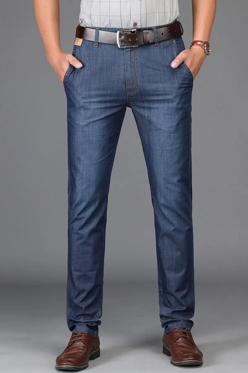 Summer JEEP Brand Cotton Smart Casual Jeans Elastic Men's Casual Full Length Retro Simple Jeans Cotton Pants Fashion Trousers 44 (67)