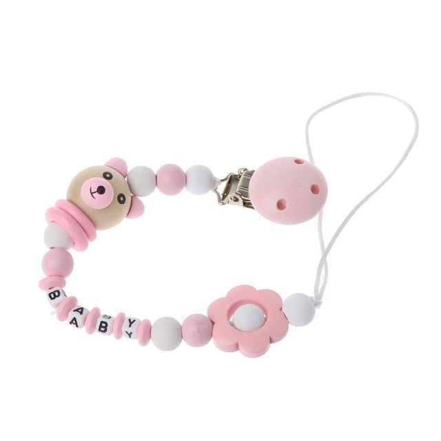 Pacifier Clip Pacifier Chain Panda Shape Hand Made Cute Colourful Beads Dummy Clip Baby Soother Holder For Baby Kid