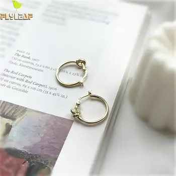 

Real Silver 925 Round Hoop Earrings For Women Gold Circle Big Earrings High Quality Geometry Knotting Costume-jewelry-earring