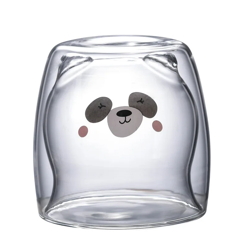 Прекрасный панда двойными стенками Стеклянная чашка 260 мл медведь пивное стекло es креативный утренний стакан для молока стаканы для сока термостойкая Кружка Стекло - Цвет: E