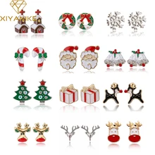 XIYANIKE Бутик Новая мода для женщин лось Санта Клаус Милая елка колокольчик Рождественская бижутерия серьга с рождественской тематикой для женщин Подарки E1372