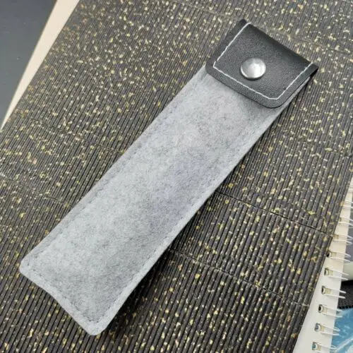

1Pc Gray Felt Scrub and PU Leather Material Fountain Pen Pouch Pen Bag
