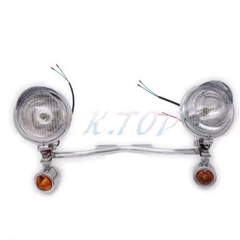 

Chrome Motorcycle Driving Passing Turn Signal Spot Fog light Bar For Harley Yamaha Cruisers