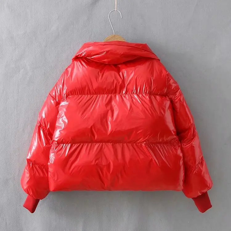 Зимний глянцевый пуховик Женская водонепроницаемая куртка с вышивкой большой размер свободная зимняя теплая Толстая Парка женская куртка