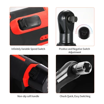 

Professional Electric Ratchet Wrench 3/8 inch Cordless Rechargeable Lithium Battery Electric Wrench with LED Car Repair Tool