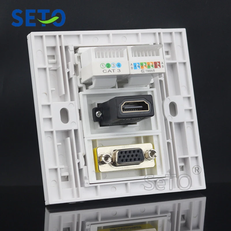 SeTo 86 Тип VGA проектор + телефон Cat3 сеть Cat5e 2 0 HDMI настенная пластина розетка Keystone