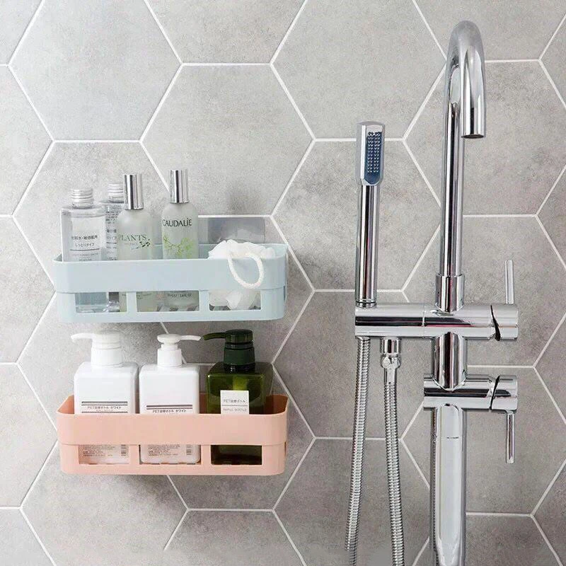 Suction Wall Bathroom Kitchen Storage Shelf for Shower Bath Organizer Support Housewares Items Toiletries Tripod Wholesale