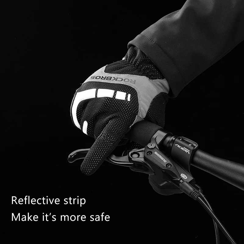 ROCKBROS перчатки для велоспорта с сенсорным экраном осень-зима тепловые ветрозащитные велосипедные перчатки теплые толстые спортивные перчатки велосипедные аксессуары