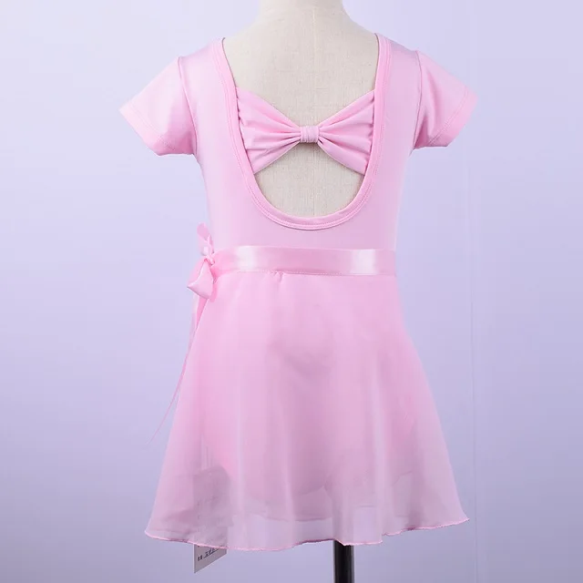 pink Модные балетные комплекты из 2 предметов для девочек детская одежда танцевальная одежда для балерины топ с короткими рукавами и шифоновая юбка праздничный костюм - Цвет: pink