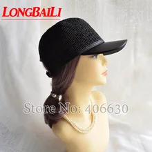LongBaiLi модные Лоскутные соломенные бейсбольные шляпы из рафии и искусственной кожи для женщин, женские шляпы от солнца, SWDS076