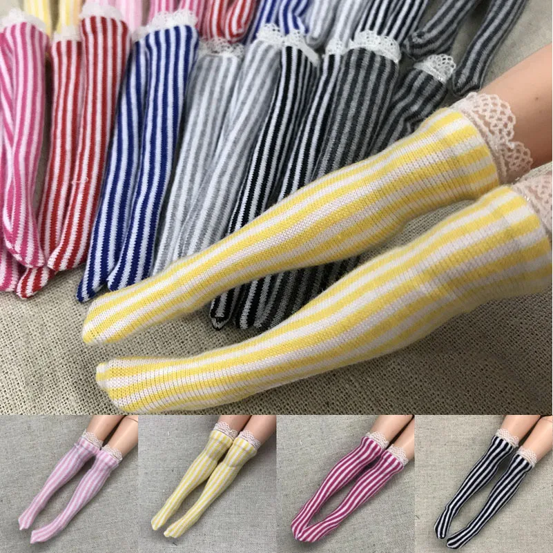 1 пара кружевных полосатых 1/6 кукольных чулок для Blyth Pullip Barbies Momoko Azone кукла licca