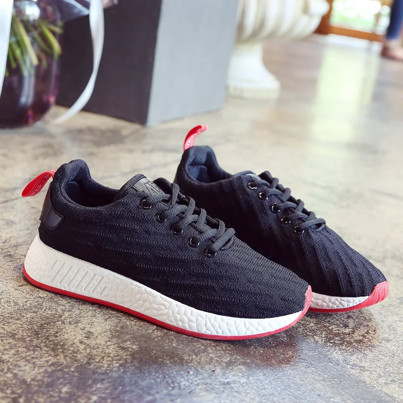 

White Black Fly knitted Mesh Summer Sneakers New 2018 Fashion Women's Flats Platform Sneakers Women Casual Shoes Breathable walk