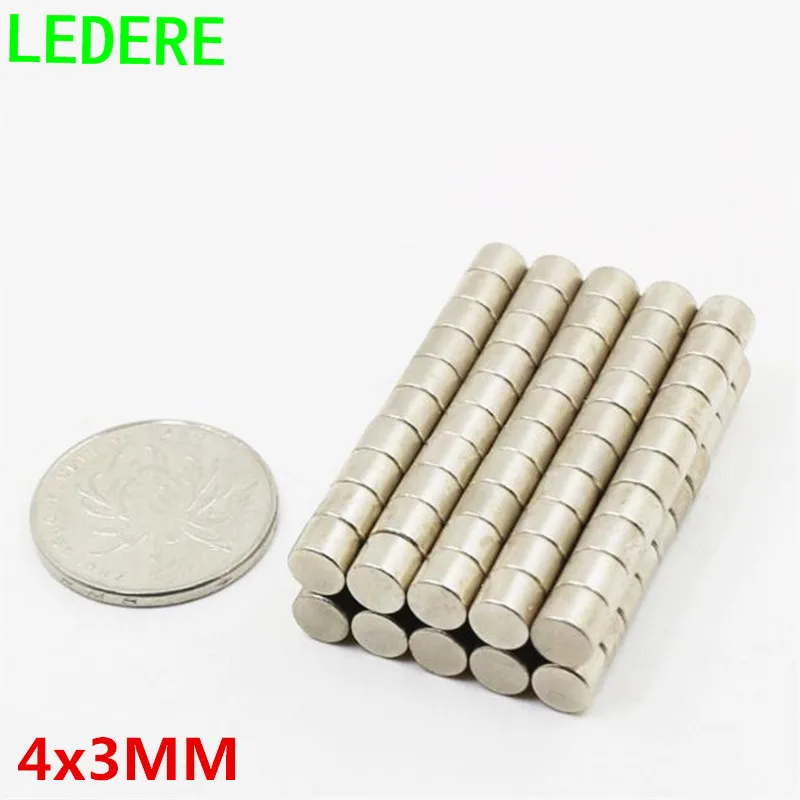 LEDERE 100 шт 4x3 неодимовый магнит 4*3 4 мм * 3 Сильный редкоземельный Неодимовый