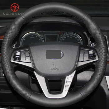 

LQTENLEO Black Artificial Leather Hand-stitched Car Steering Wheel Cover for Hyundai Mistra 2013 2014