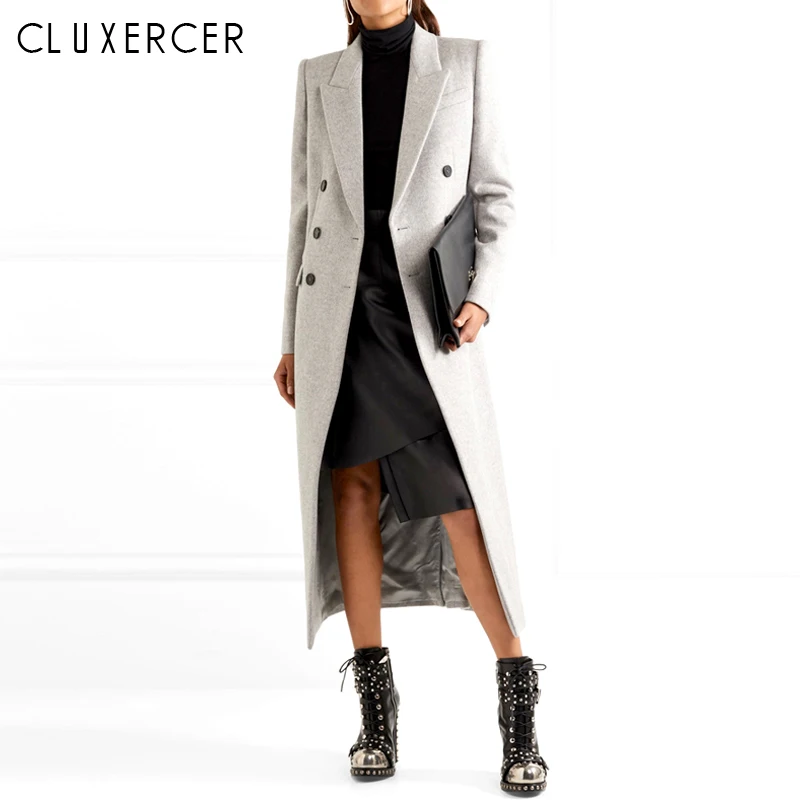 

Casaco Feminino 2019 UK Women Autumn Winter Cassic Simple Wool Maxi Long Coat Female Robe Outerwear Manteau Femme