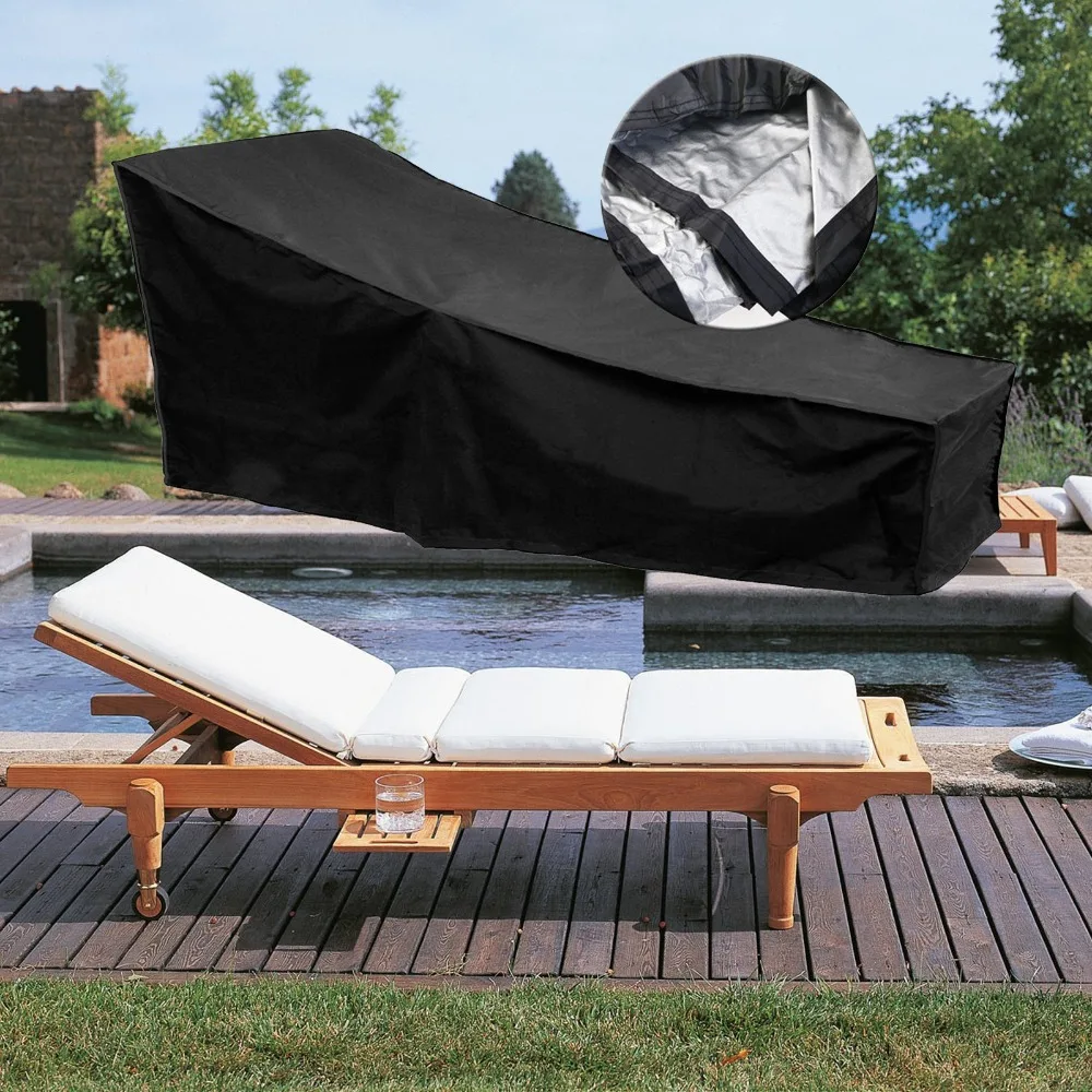 

Classic Accessories Black Waterproof Sun Lounge Chair Cover Veranda Patio Chaise Lounge Cover Furniture Dust Protectorr