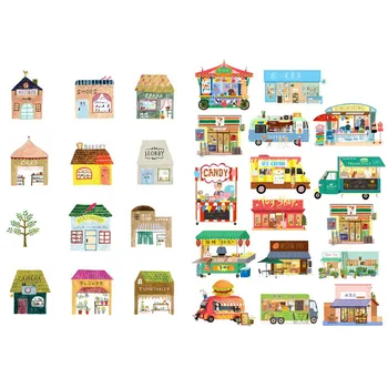 

1 PCS Hand-Painted Cartoon Shop Korean Precut Decoration Stickers Desk Organizer School Supplies Office Accessories