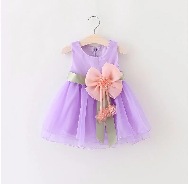 Kids-Baby-Girls-Sleeveless-bowknot-flower-Party-gauze-dress-3