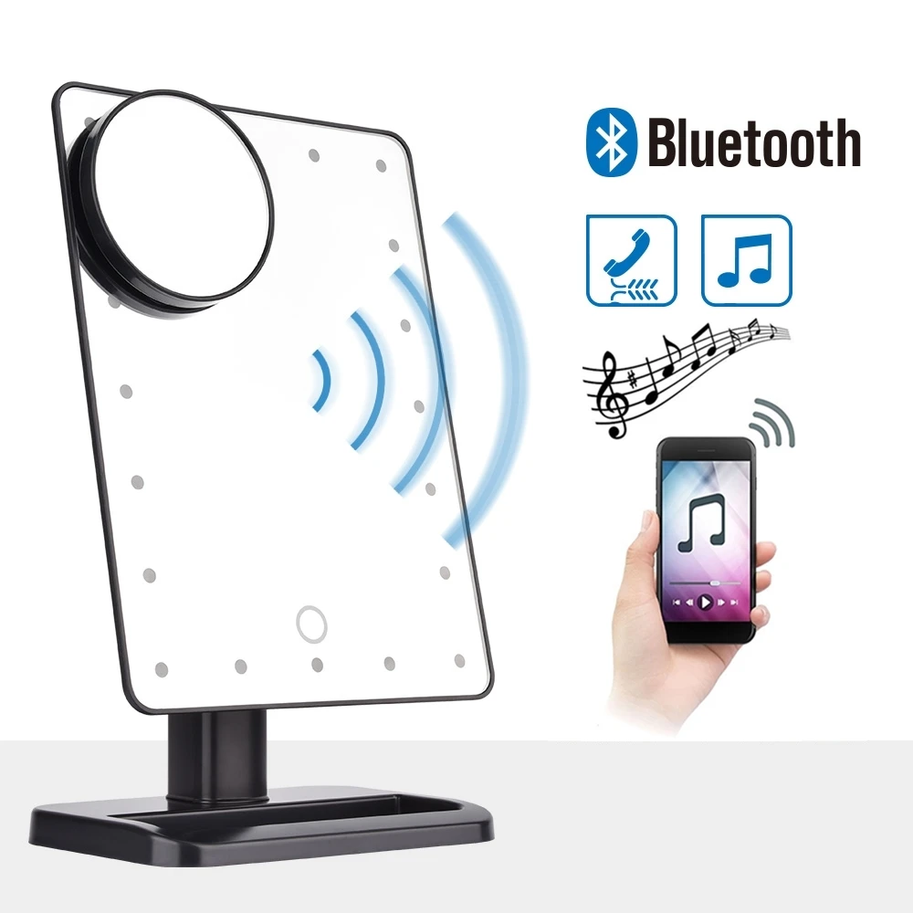 Зеркало для макияжа со светодиодный Ной подсветкой Bluetooth Колонка светодиодной