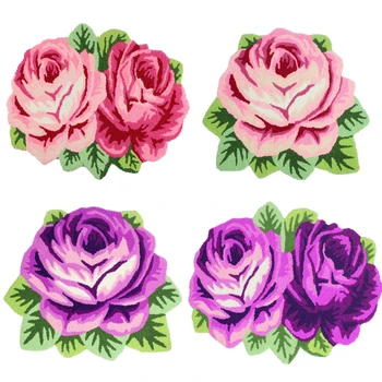 

Handmade Embroidery Rose Floor Mats Pink Rose Bath Mat Shower Rug Washable Non Slip Durable Area Rugs for Kid/Children Bedroom