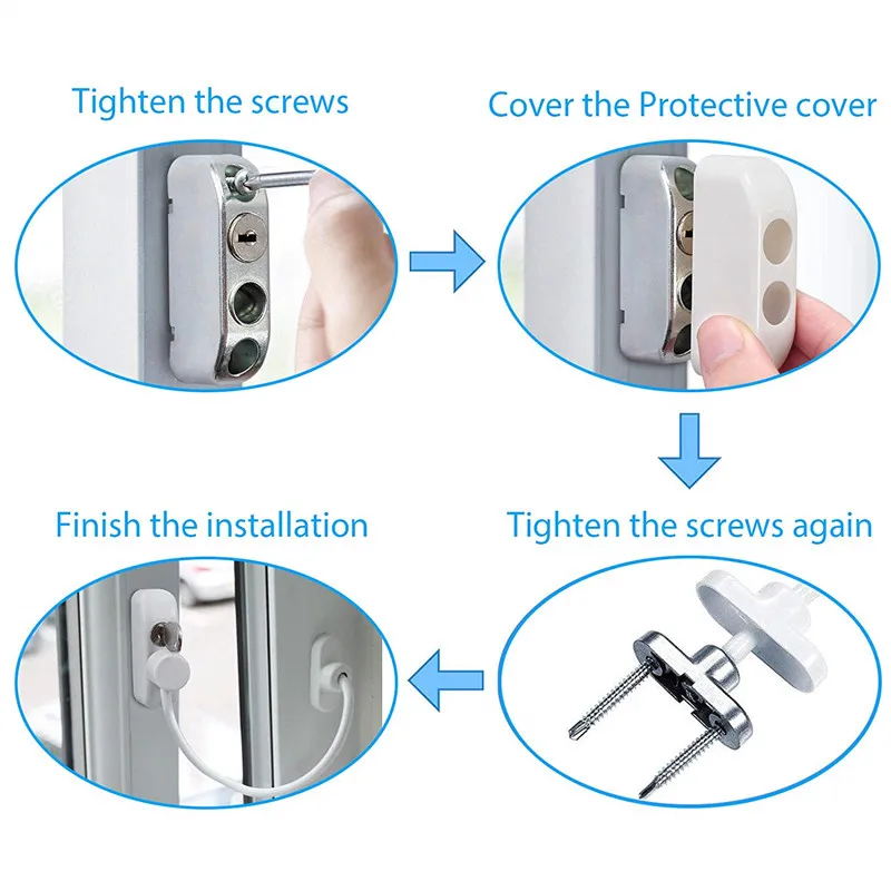 Детская безопасность безопасности окна кабельный замок фиксатор ограничитель для дверей и окон кабель запираемый замок безопасности с ключами