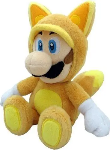 

New Super Mario Fox Luigi Sitting Kitsune Soft Plush Doll 10" Anime Animal Peluche Toy Kids Gift