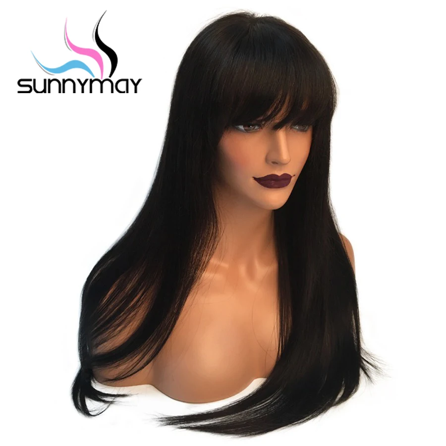 Sunnyma 150 Straight Lace Front Human Hair Wigs With Bangs