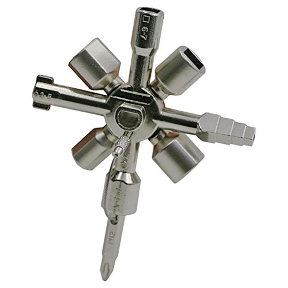 

10 In 1 Multifunction Cross Switch Key Wrench Alloy Universal Square Triangle for Elevator Electrical Cupboard Box Train Cabinet