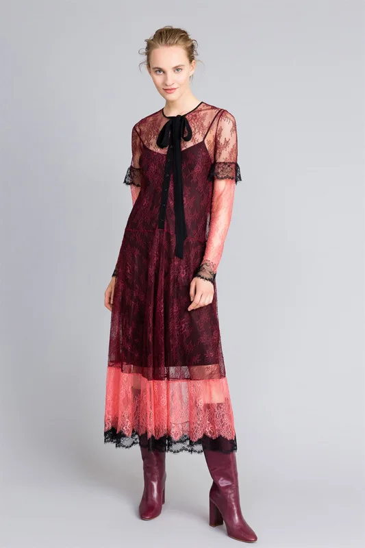 

Women Dress Stitching 2019 Spring and Summer New Lace Dress 2 In 1