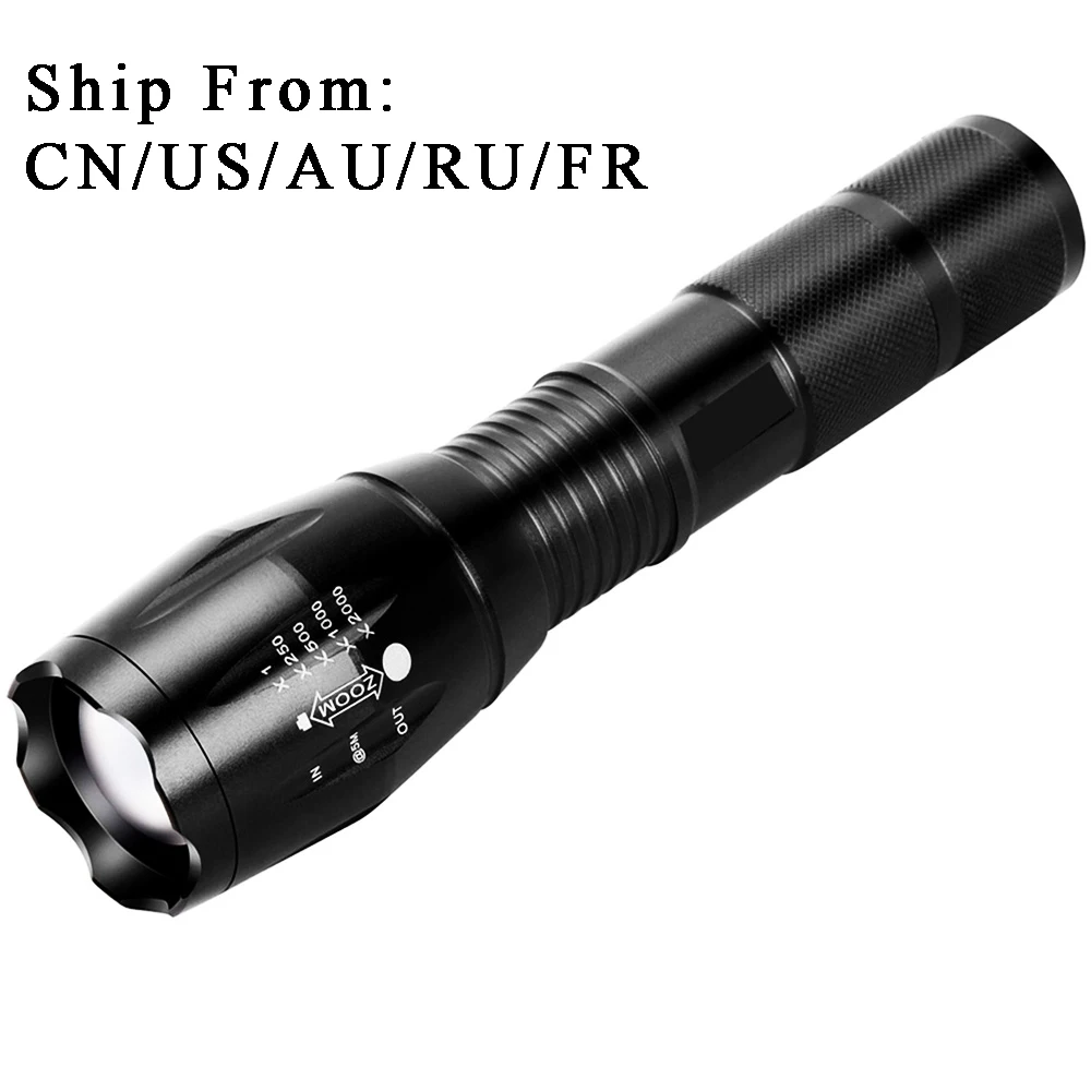 

Dropshipping LED Tactical Flashlight 10000 Lumen T6 Handhold Camping Fishing Torch Portable Zoomable Waterproof 5 Light Modes