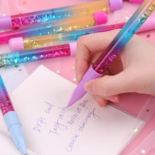 Милая Шариковая ручка 0,7 мм, шариковая ручка с рифленым песком, ручки с блестками из стекла радужного цвета, креативная шариковая ручка, новинка, подарок, канцелярские принадлежности
