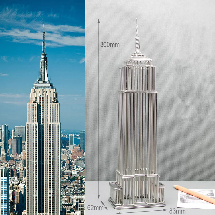 Steel Wire Model Doodles Destinations Empire State Building Architecture Replica Statue Card Holder and Award